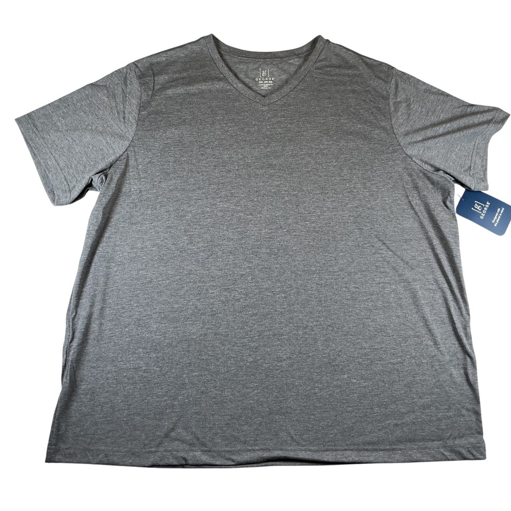 George Mens V Neck T Shirt Gray Heather 2XL Short Sleeve Soft Basic Tee‎ NWT